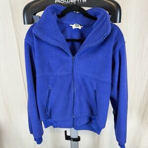 Vintage REI Womens Jacket 16 Blue Fleece Full Zip‎ Bomber 80s USA VTG Gorpcore